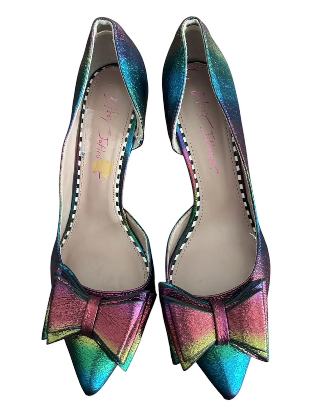 Betsey Johnson Women's Iridescent Bow Pointed Toe Heels